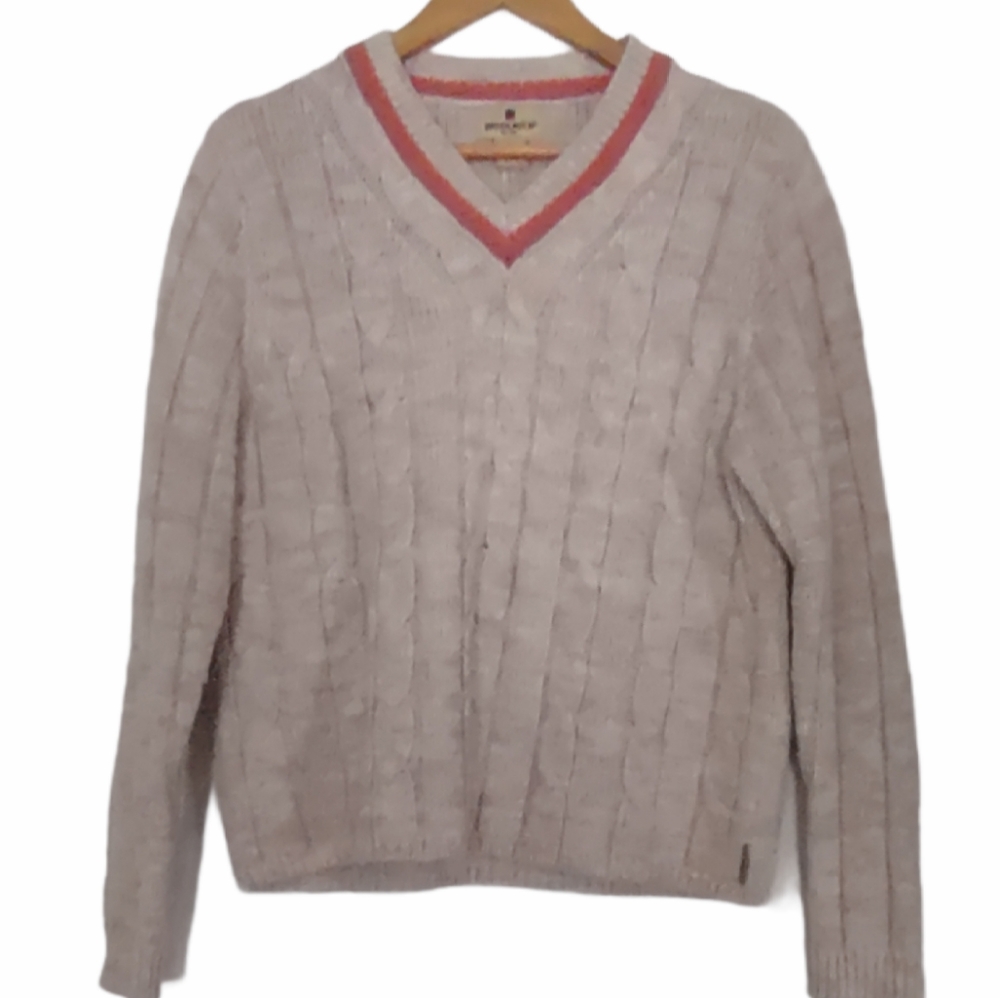 Woolrich V Neck Cable Knit Sweater Size L
